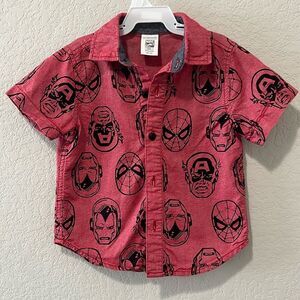 GYM FRIENDS Baby Red Spiderman Button Down,  Size 18-24M